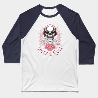 Rock & Roll Skull Baseball T-Shirt
